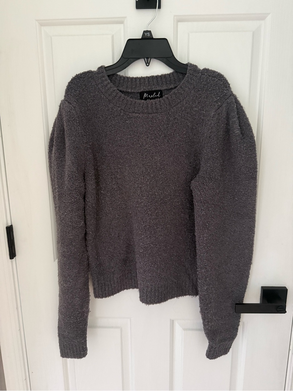 Marled Purple Gray Bouclé Crewneck Sweater